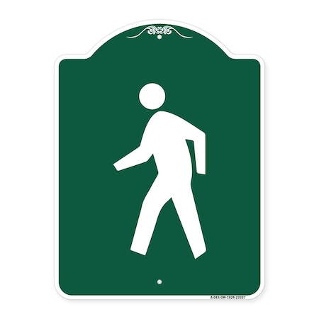 Signmission Designer Series Pedestrian Crossing, Green & White Aluminum Sign, 18" x 24", GW-1824-23337 A-DES-GW-1824-23337